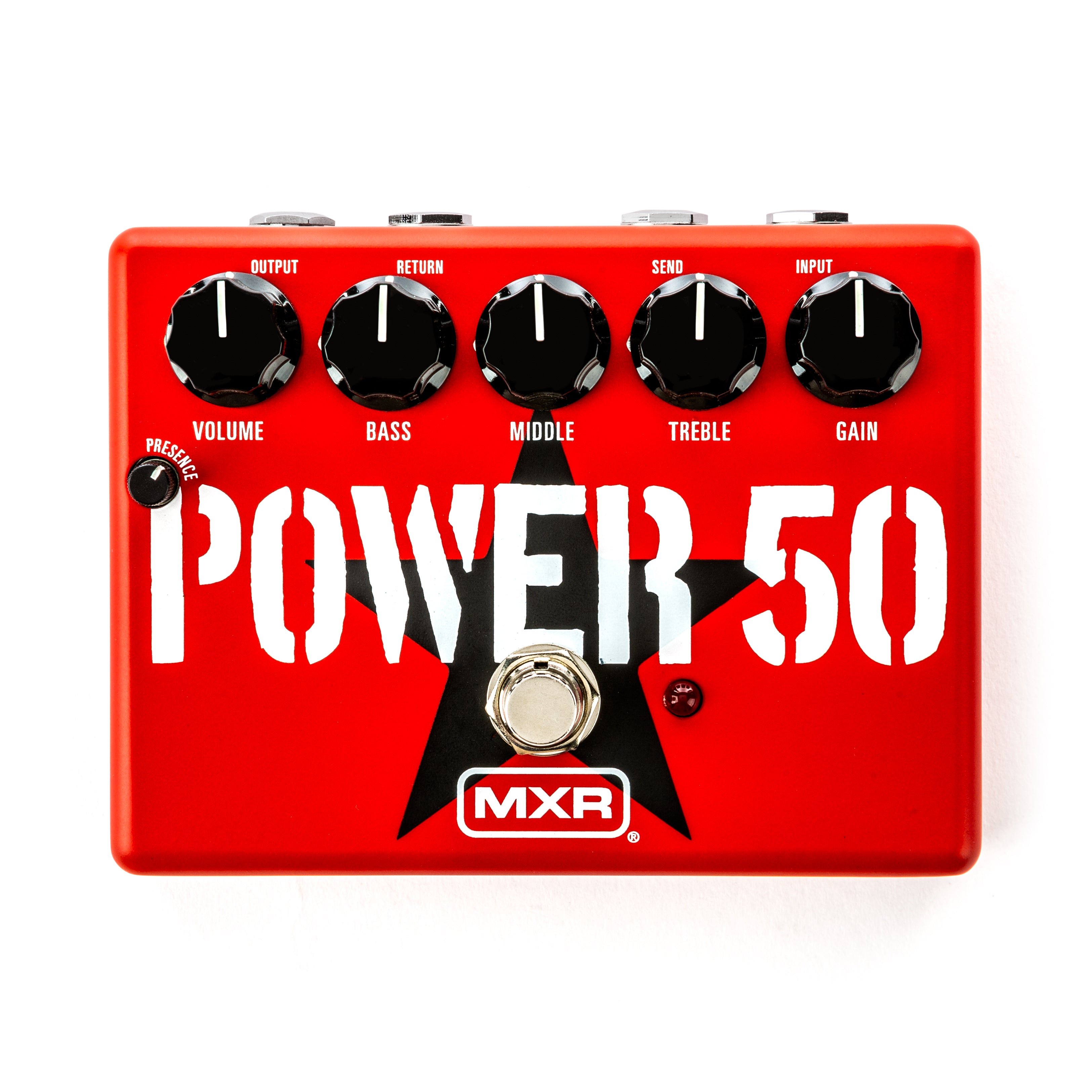 MXR TBM1 Tom Morello Power 50 overdrive pedal — angled side profile