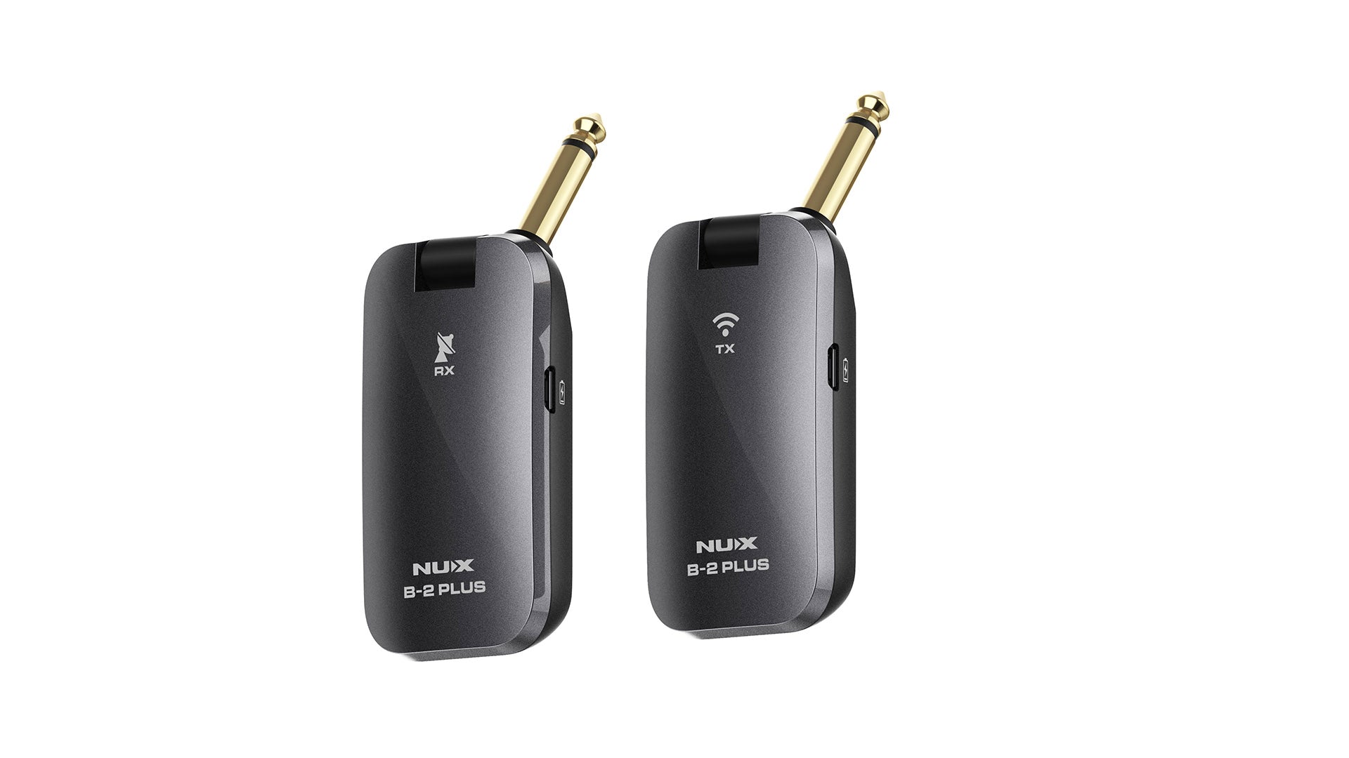 NUX B-2 Plus wireless guitar system — black transmitter and receiver