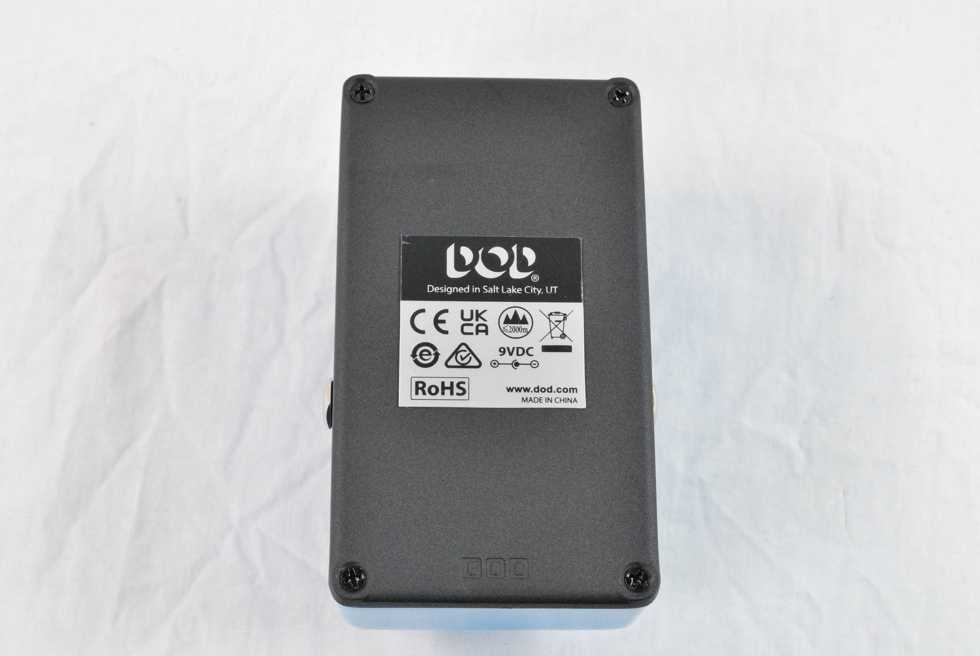 Used DOD Chthonic fuzz pedal — angle view