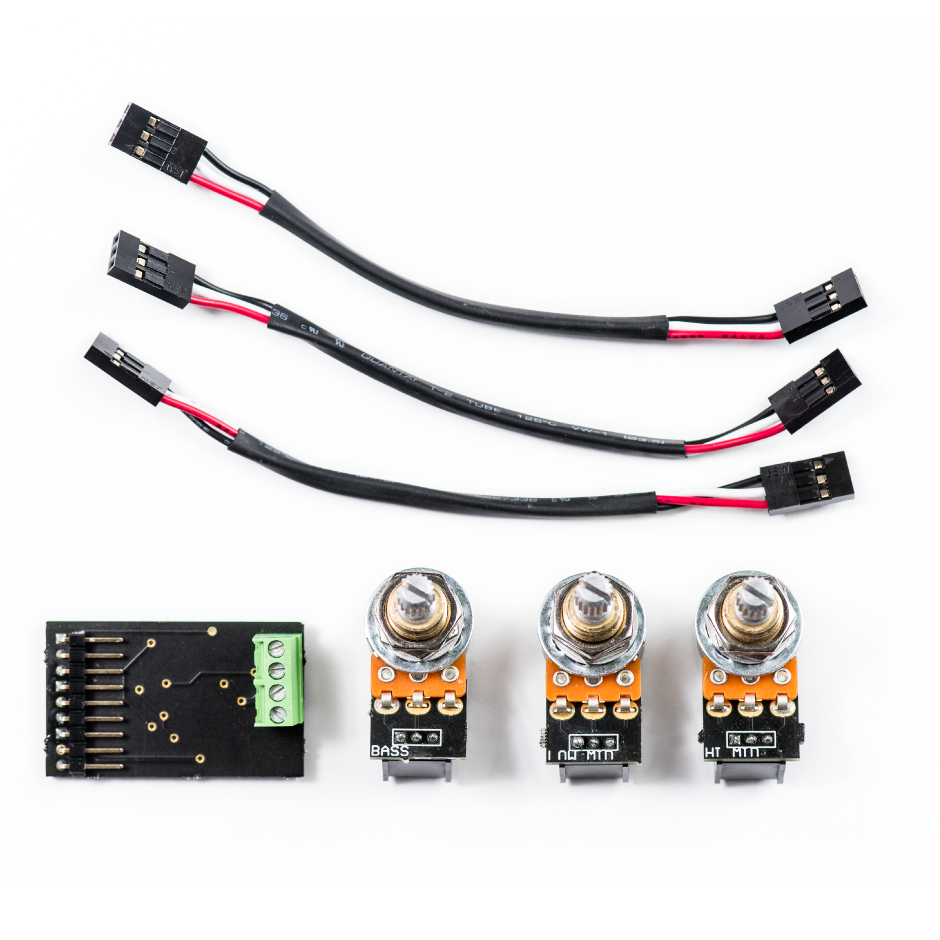Darkglass Tone Capsule onboard bass preamp — circuit board, pots and wiring harness