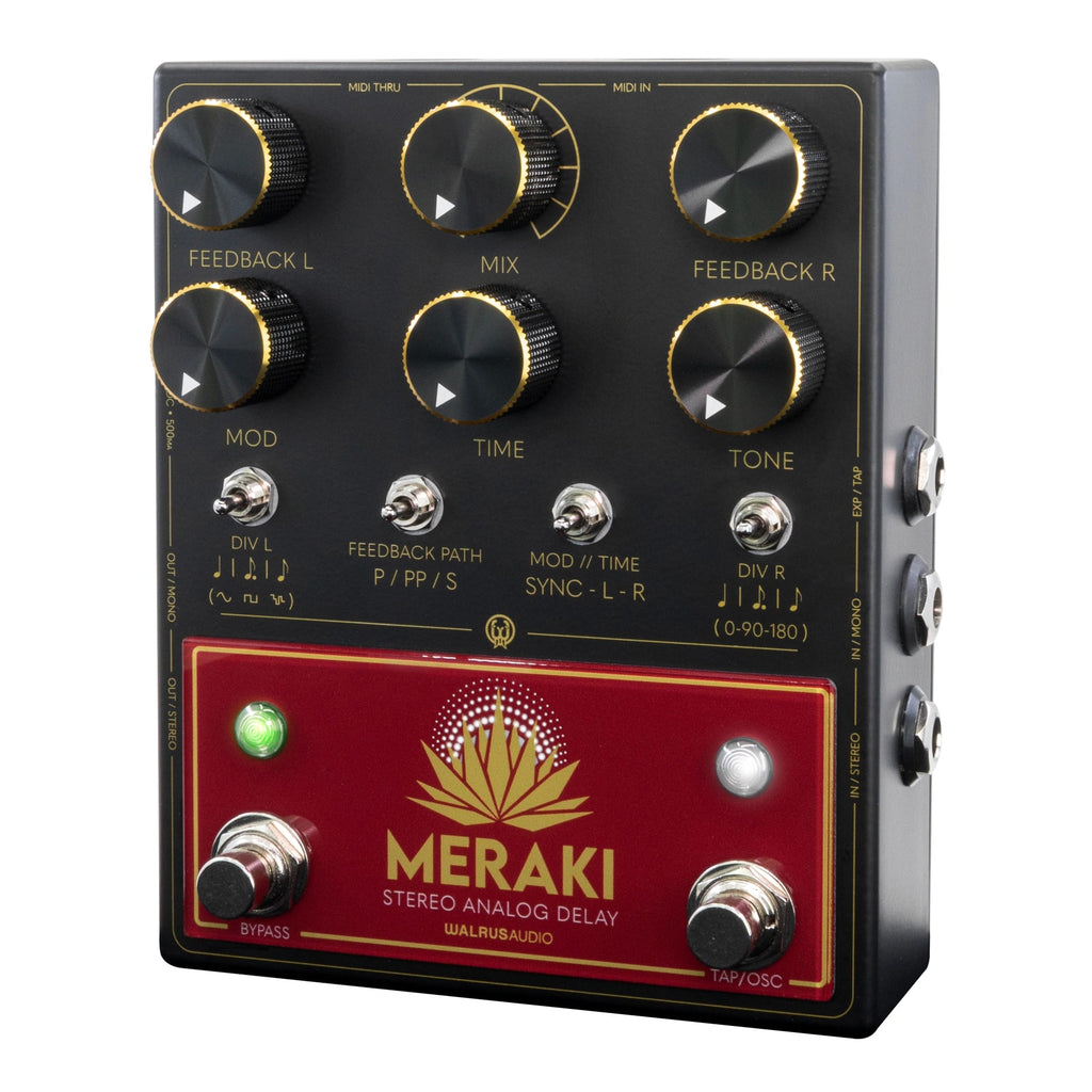 Walrus Audio Meraki analog delay pedal — footswitches view