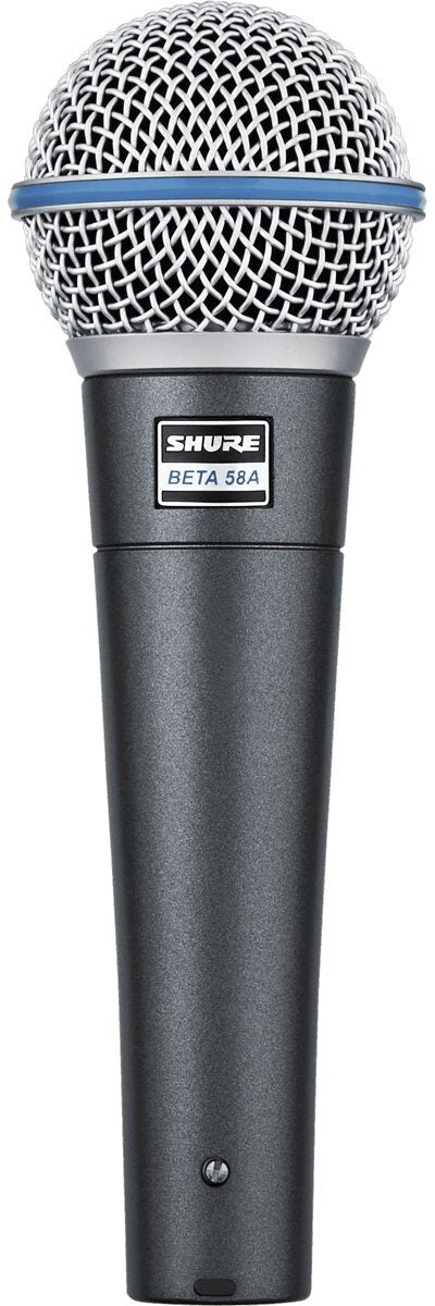 Shure BETA 58A vocal microphone — body and label detail