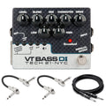 Tech 21 SansAmp VT Bass DI bass pedal — top view with included cables