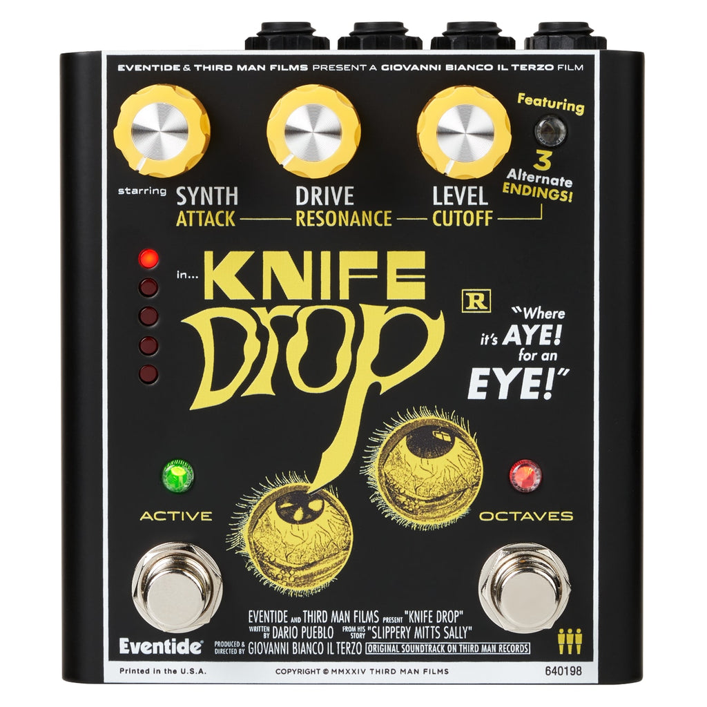 Eventide Knife Drop fuzz synth pedal control knobs detail