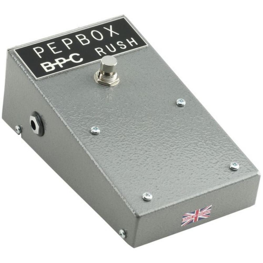 British Pedal Company Pepbox Rush fuzz pedal — angled view