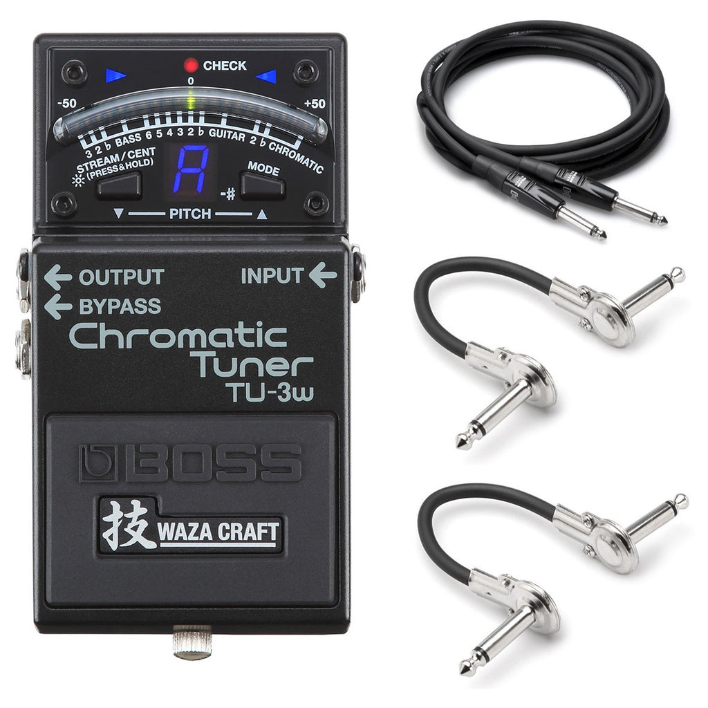 Boss TU-3W Waza Craft chromatic tuner — black pedal with included cables
