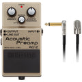 Boss AD-2 Acoustic Preamp pedal — gold enclosure with included patch cable