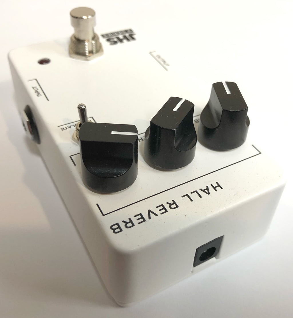 JHS 3 Series Hall Reverb pedal — white, used condition detail