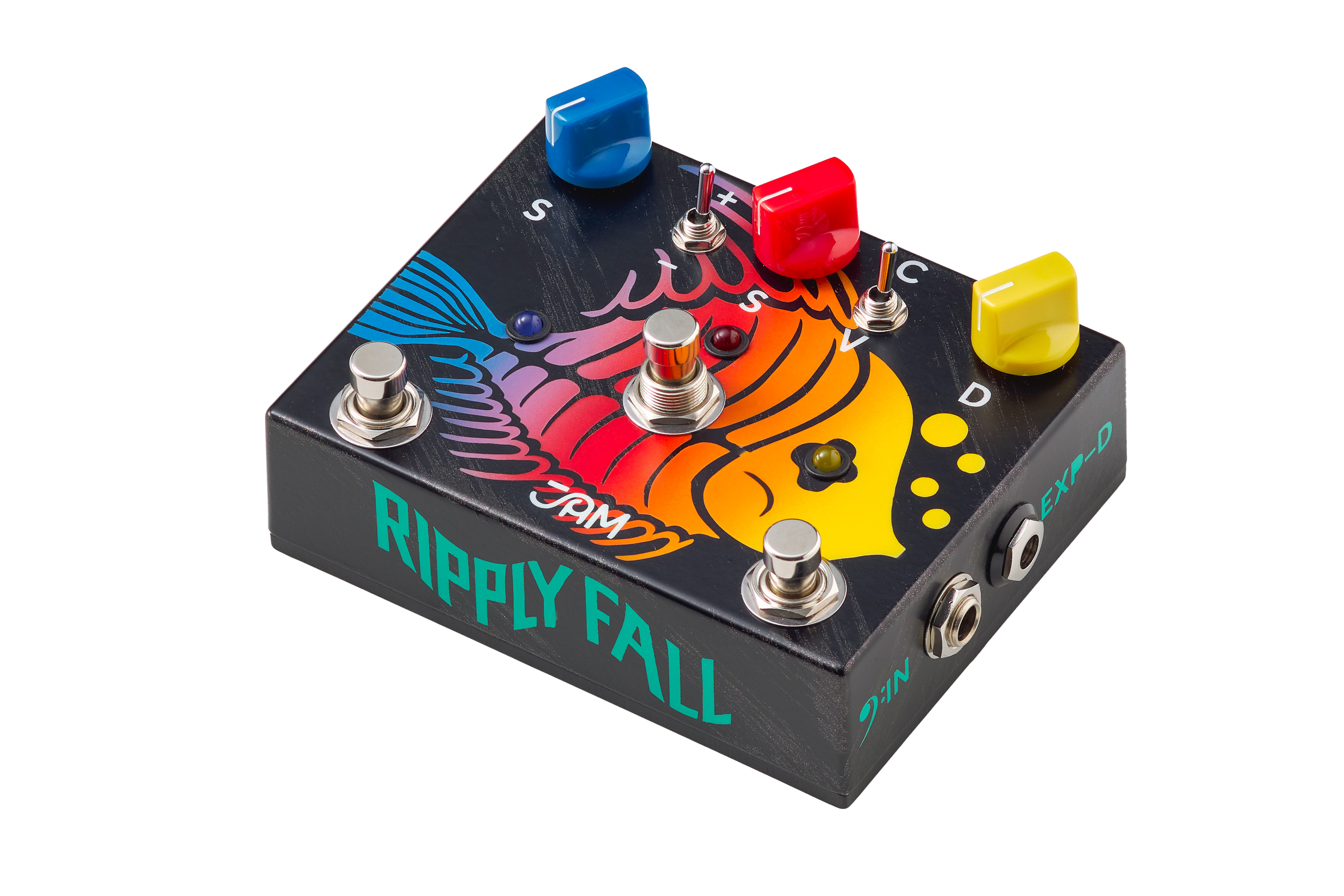 JAM Pedals Ripply Fall chorus phaser pedal — footswitch detail