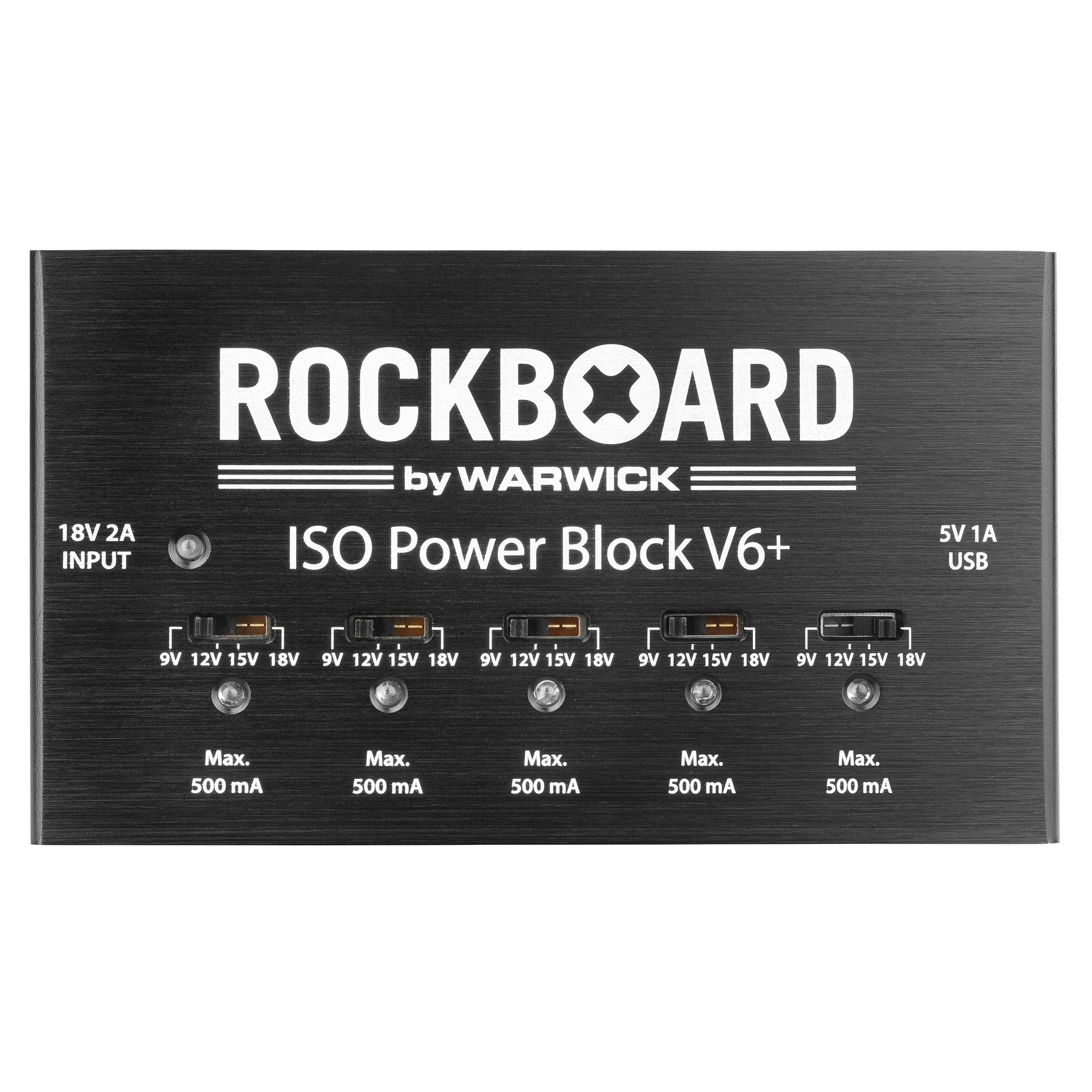 RockBoard ISO Power Block V6+ pedal power supply - black top with switchable outputs