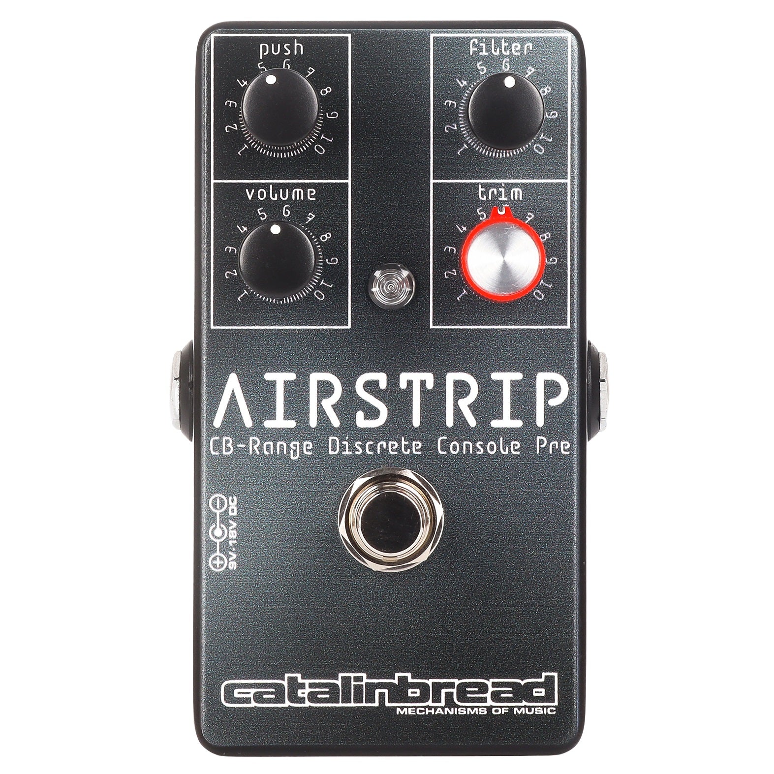 Catalinbread Airstrip console preamp pedal - gray front view