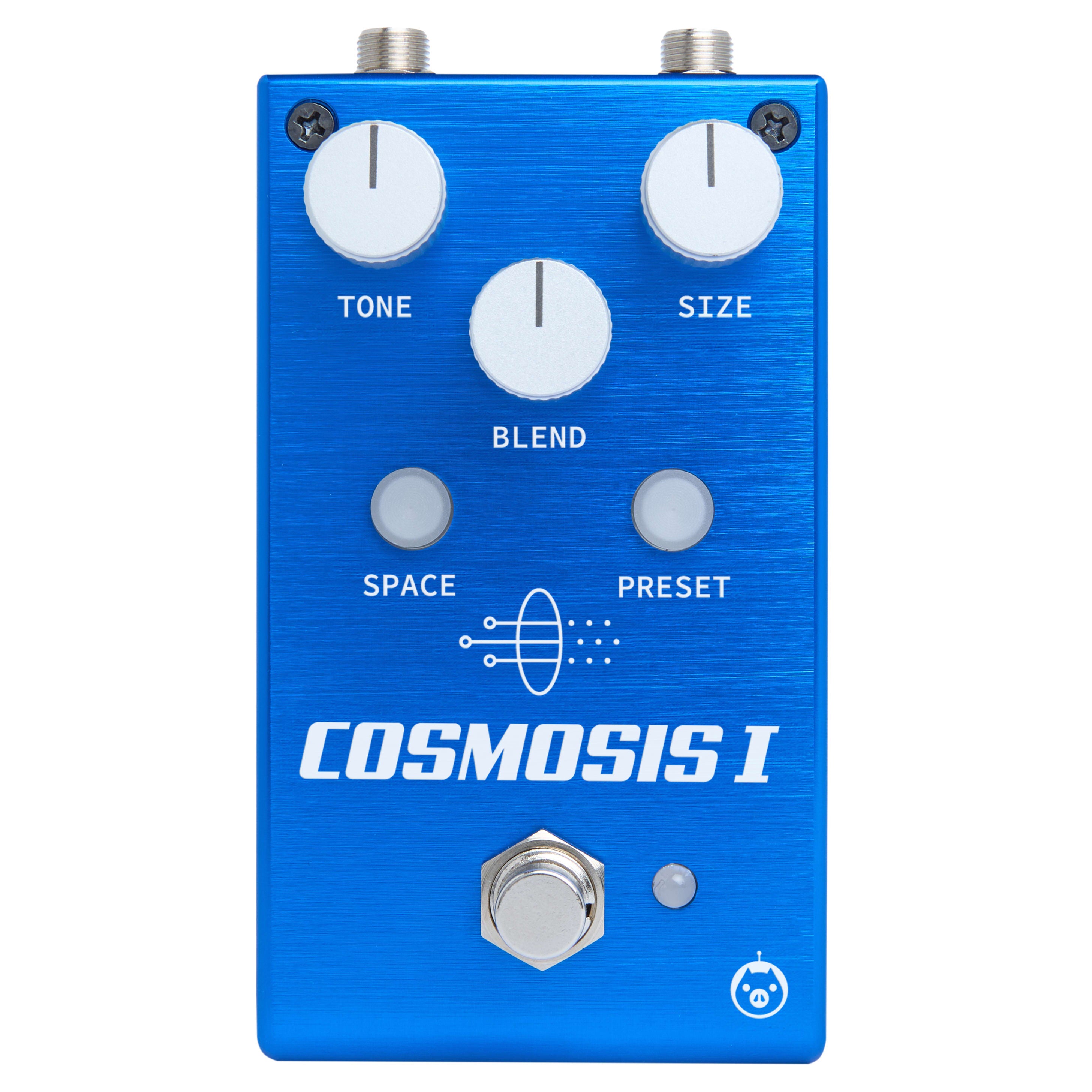 Pigtronix Cosmosis 1 reverb pedal — blue top face view
