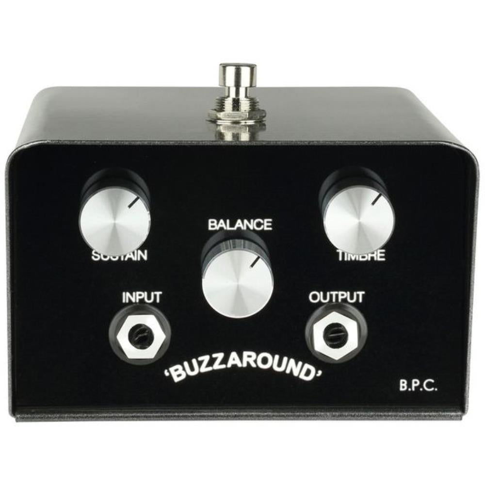 British Pedal Company Buzzaround fuzz pedal — controls close-up