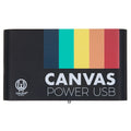Walrus Audio Canvas Power USB power supply — front, black enclosure with rainbow stripe