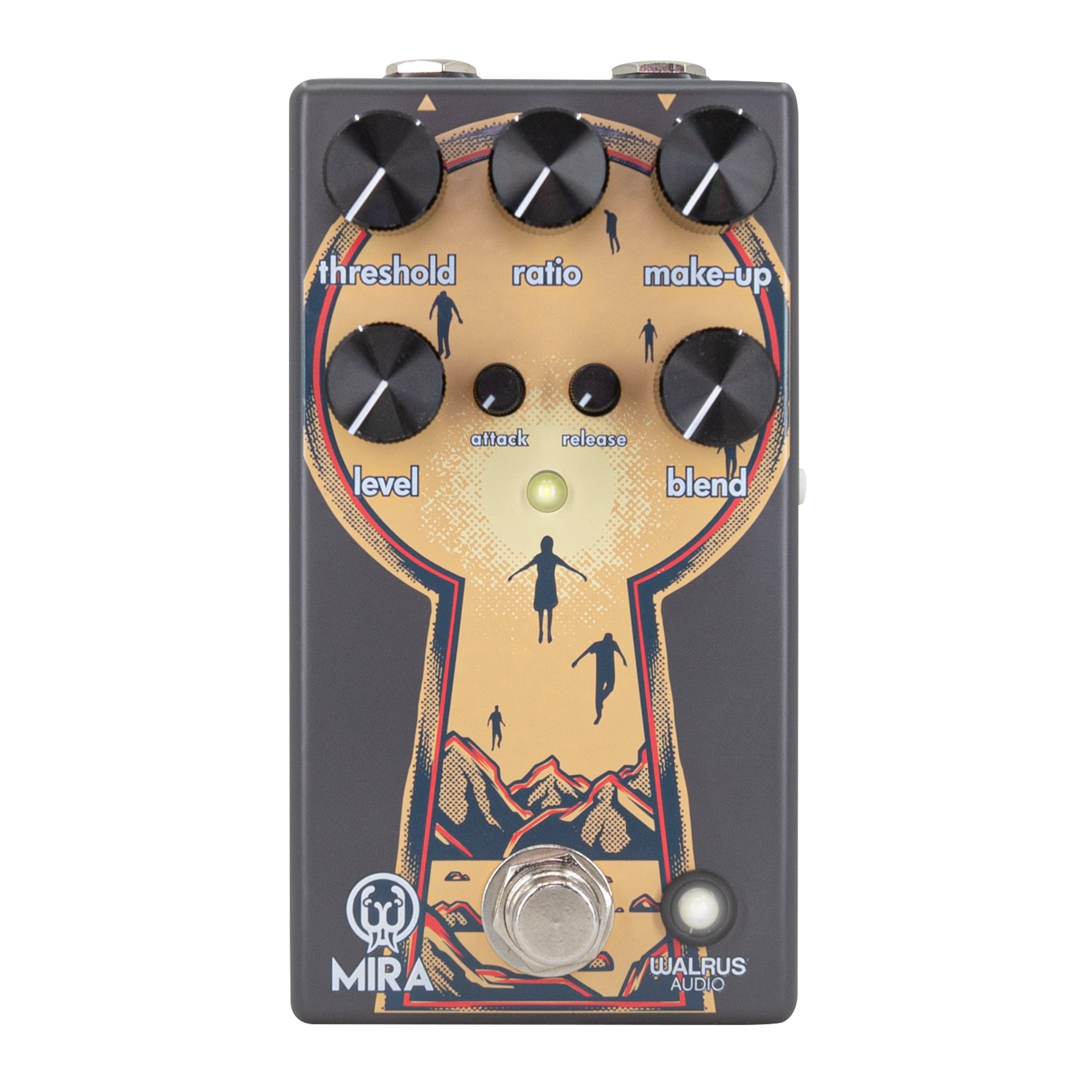 Walrus Audio Mira Optical Compressor pedal — top control knobs