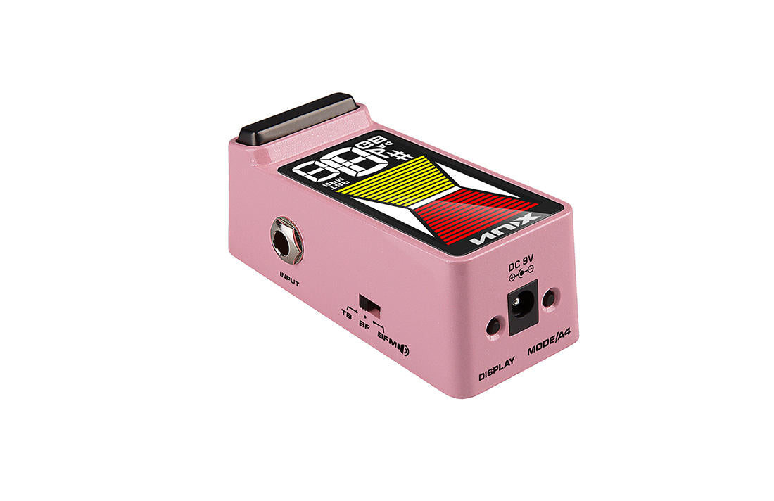 NUX NTU-3 Flow Tune mini guitar tuner — top input output jacks view