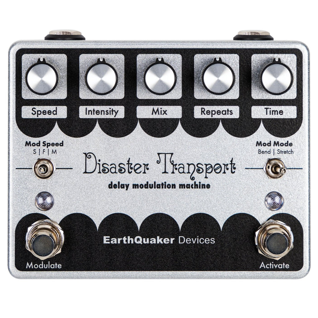 EarthQuaker Disaster Transport Reissue delay pedal — top panel