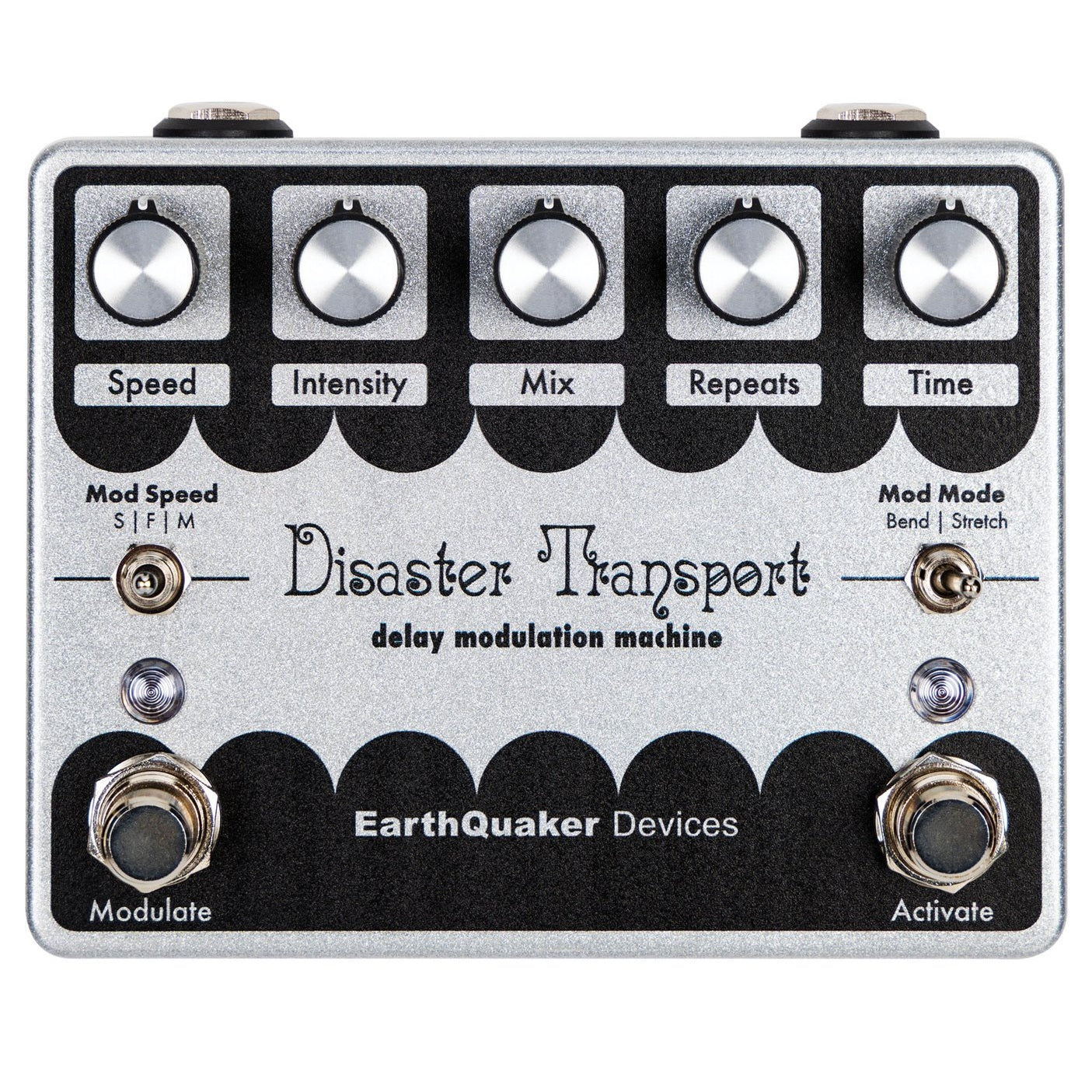 EarthQuaker Disaster Transport Reissue delay pedal — top panel