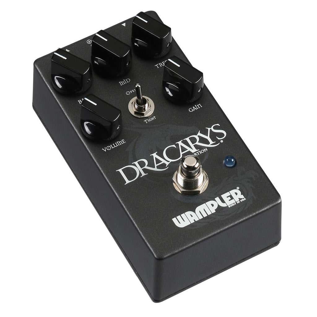 Wampler Dracarys Distortion pedal — input and output jacks detail