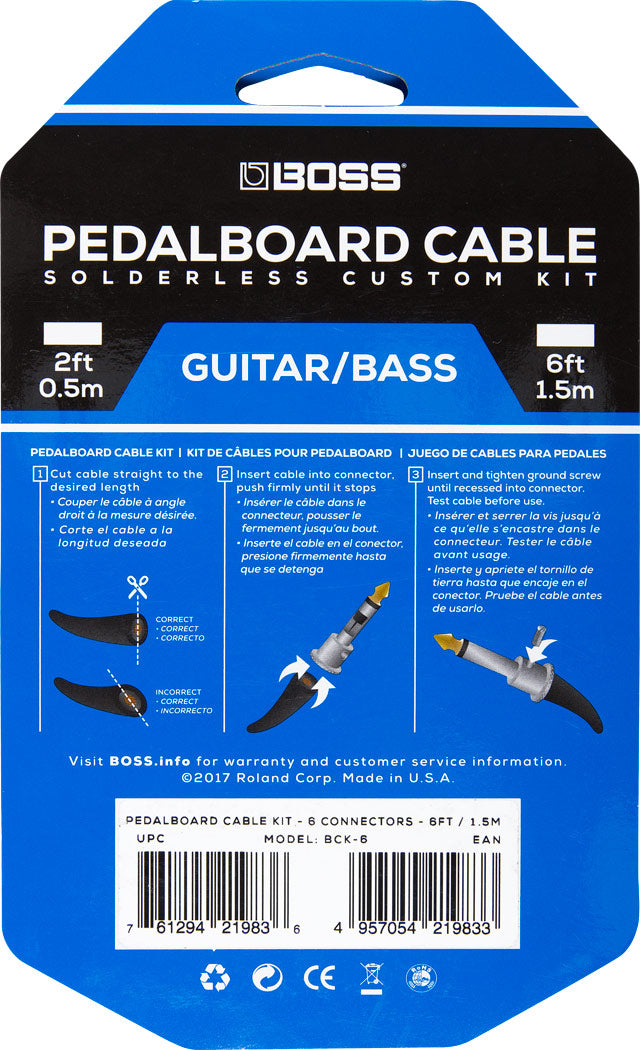 Boss BCK-6 solderless pedalboard cable kit — connectors detail