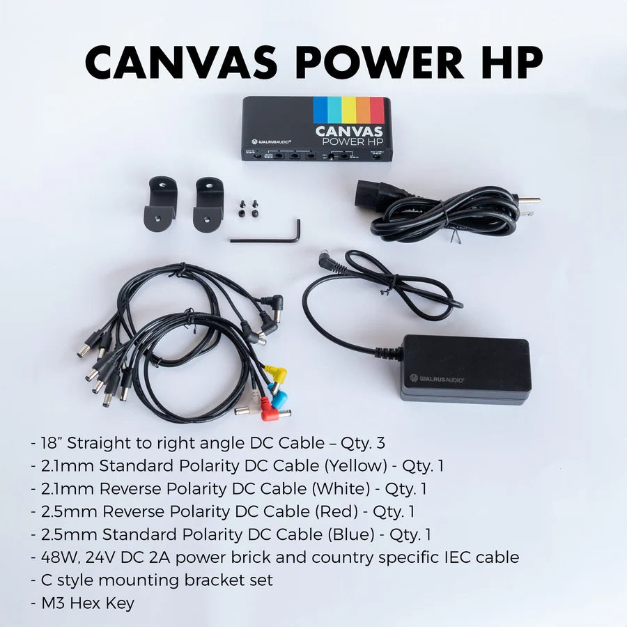Walrus Audio Canvas Power HP power supply — full kit contents