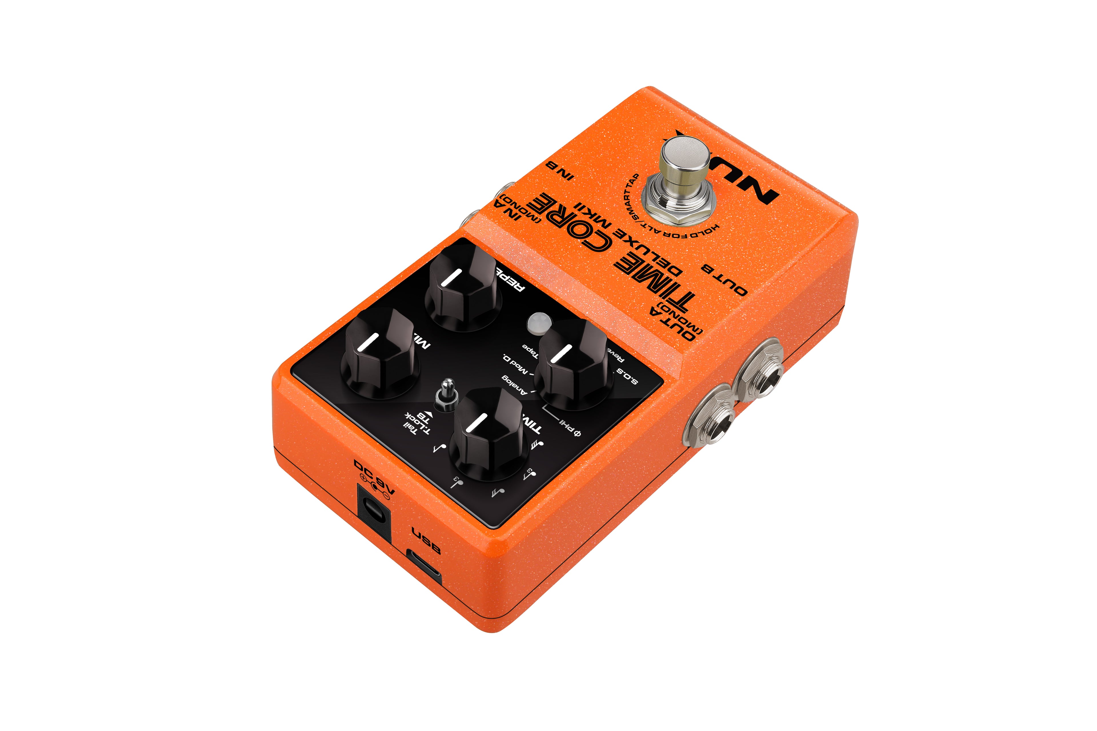 NUX Time Core Deluxe MKII delay pedal - top control panel close-up