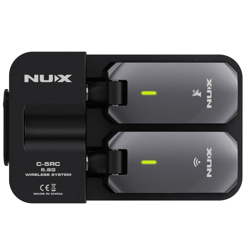NUX C-5RC 5.8GHz guitar wireless system — charging case with transmitter and receiver