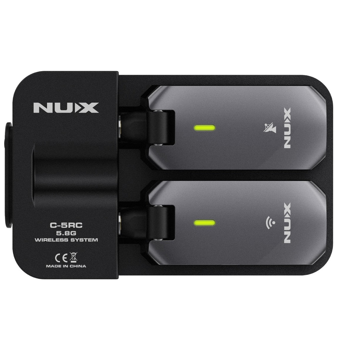 NUX C-5RC 5.8GHz guitar wireless system — charging case with transmitter and receiver