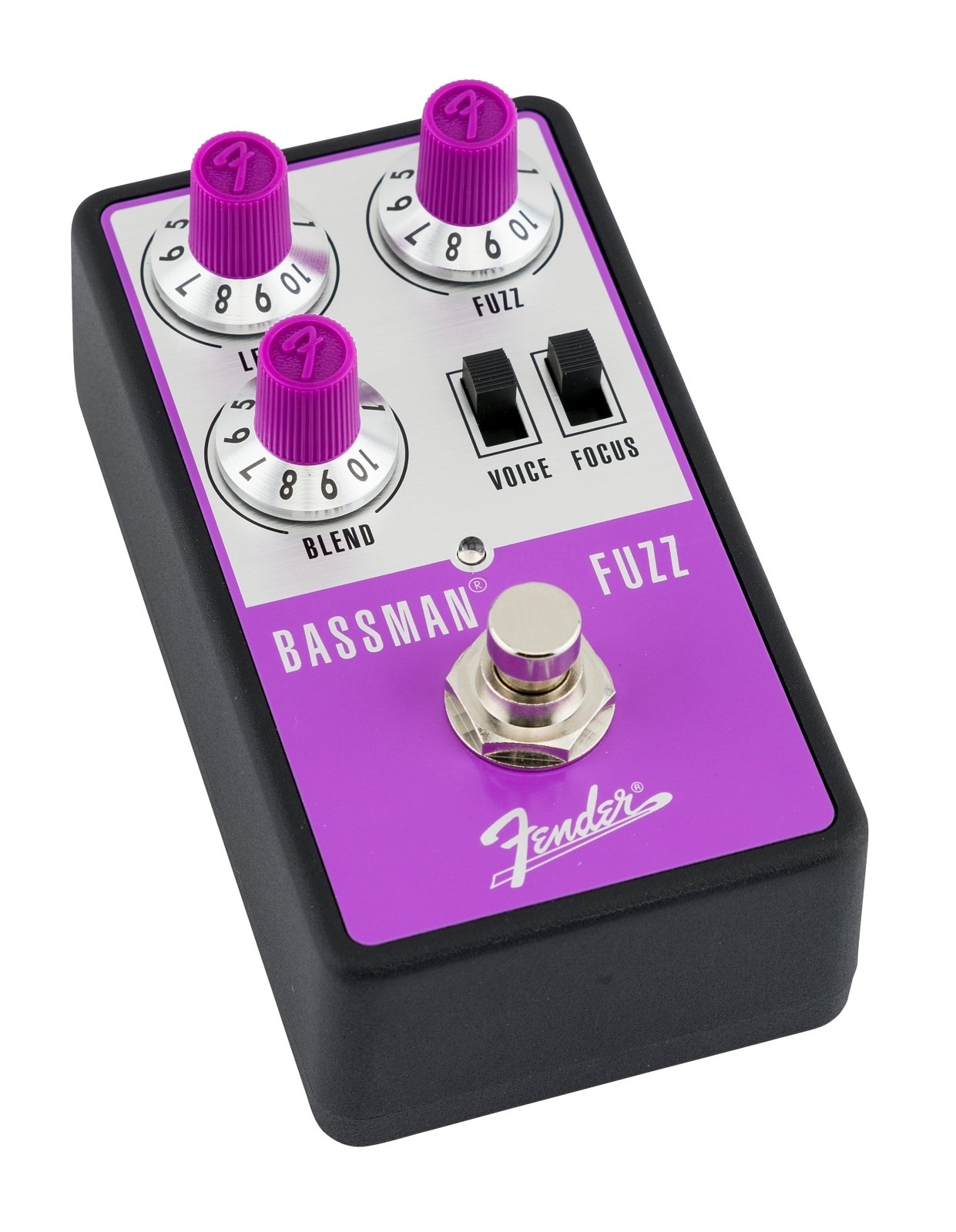 Fender Bassman Fuzz pedal — side profile with top-mounted jacks