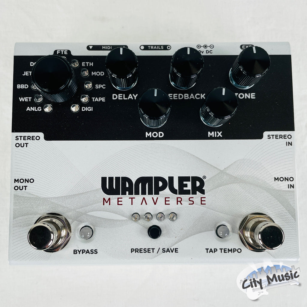 Used Wampler Metaverse pedal - top view showing all controls and delay selector