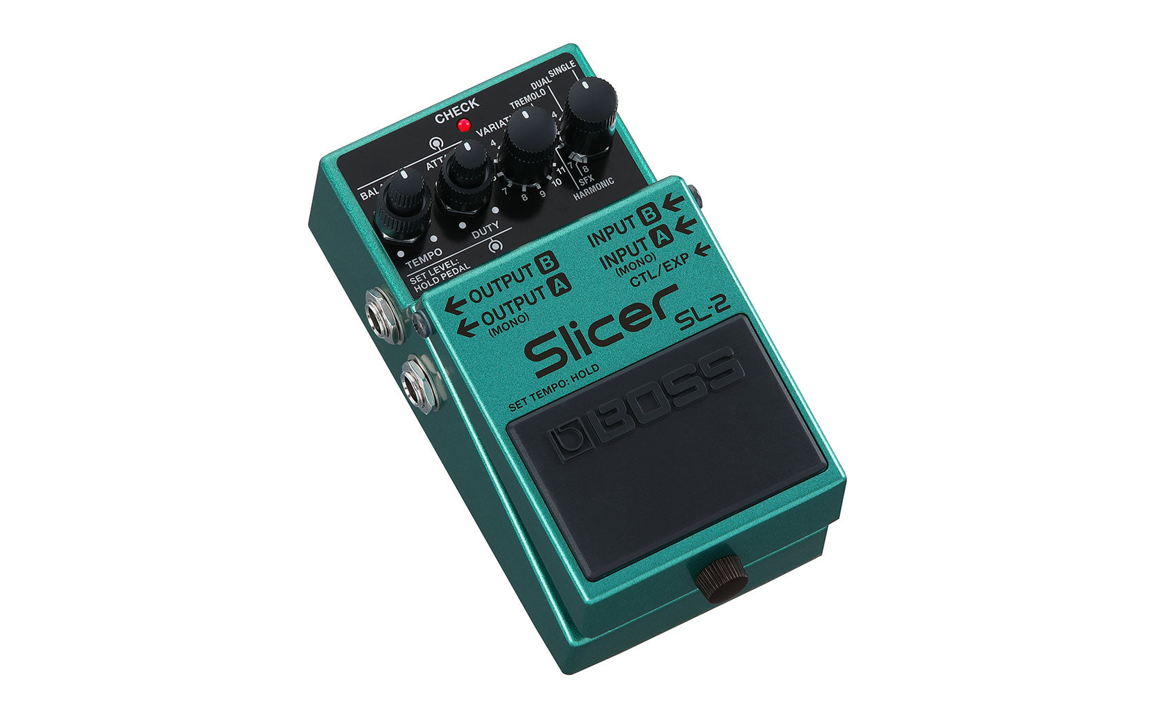 Boss SL-2 Slicer pedal — green compact pedal side jacks