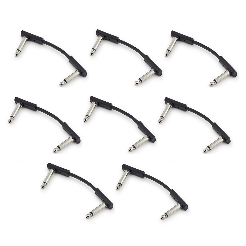 RockBoard Flat Patch Cable 5 cm 1.97" Black 8 Pack For Guitar Effects Pedals