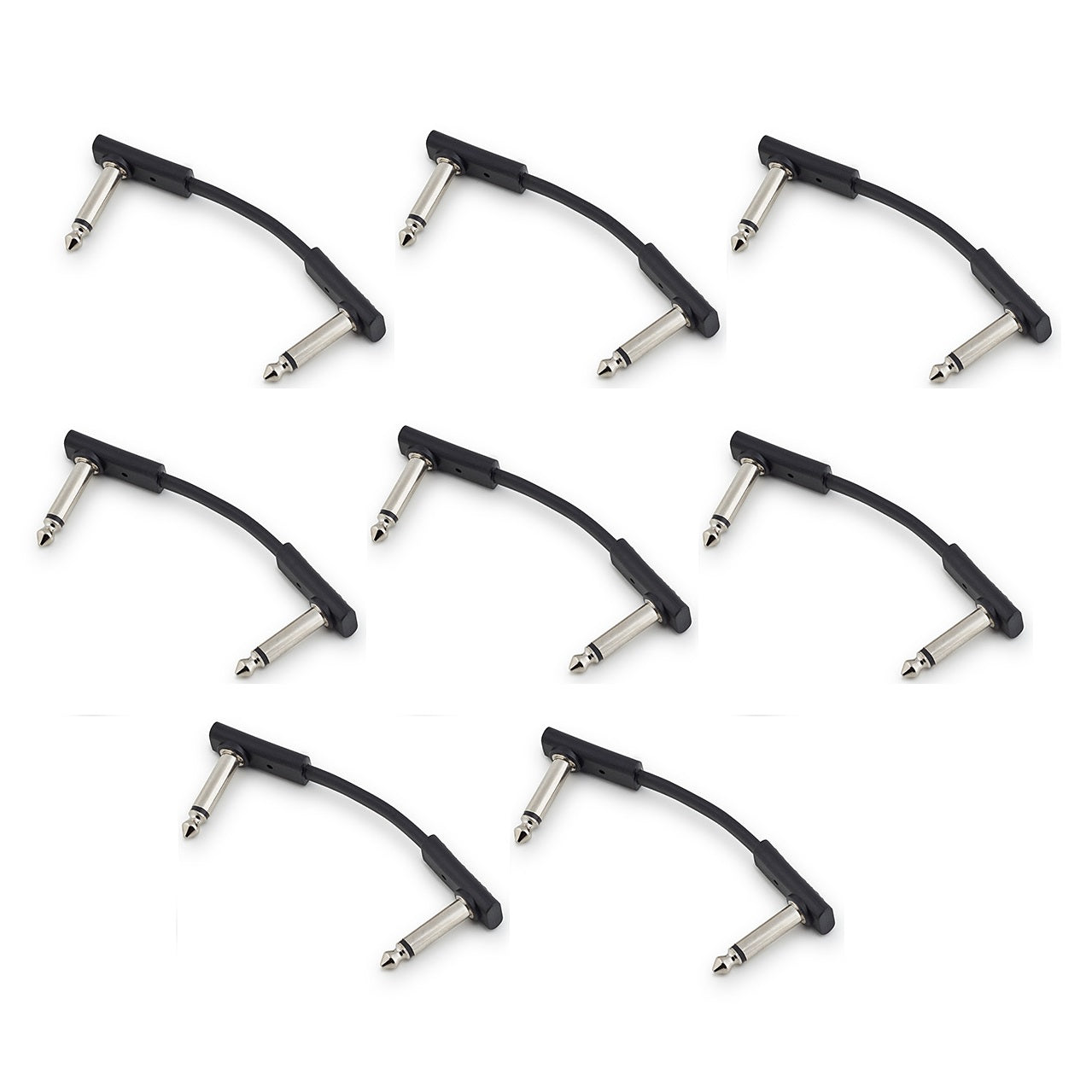 RockBoard Flat Patch Cable 5 cm 1.97" Black 8 Pack For Guitar Effects Pedals