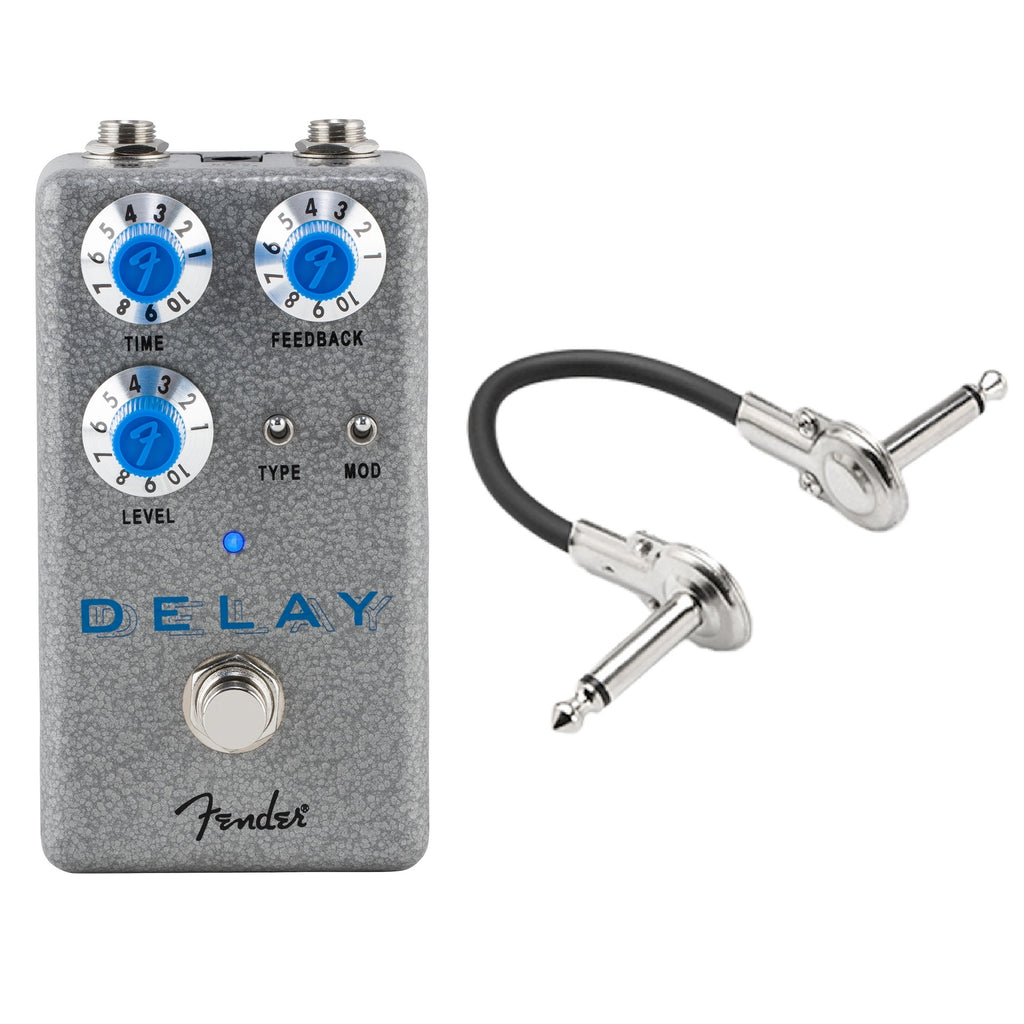Fender Hammertone Delay pedal — front view with blue control knobs