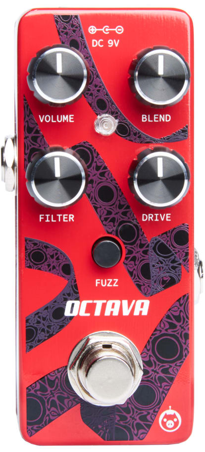 Pigtronix Octava Micro octave fuzz pedal — angled side view