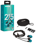 Shure SE215 blue Special Edition earphones — with box, case and tips