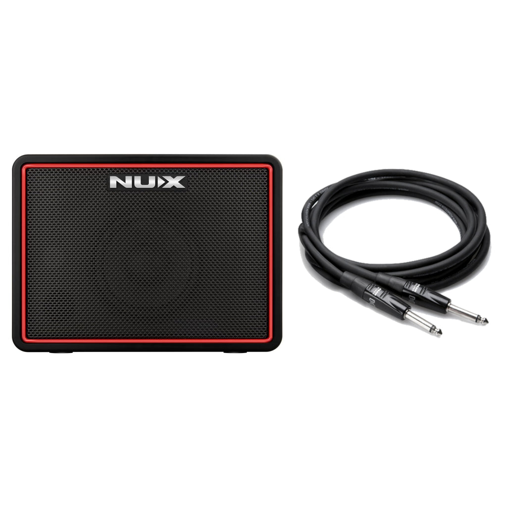 NUX Mighty Lite BT MKII desktop amp - black with red trim, plus guitar cable