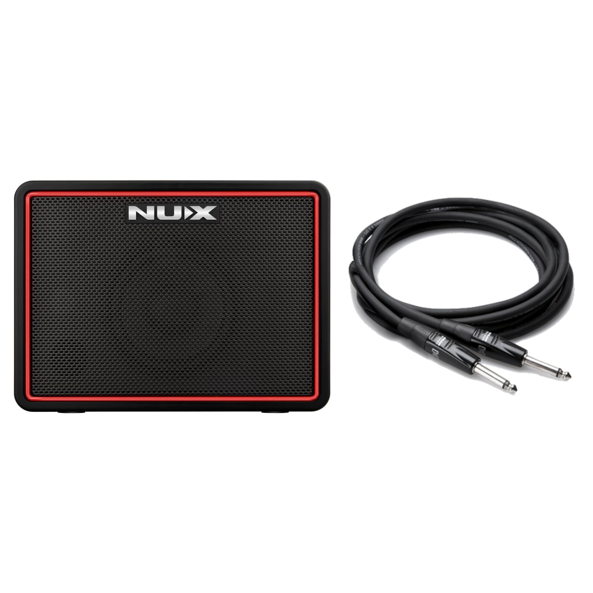 NUX Mighty Lite BT MKII desktop amp - black with red trim, plus guitar cable
