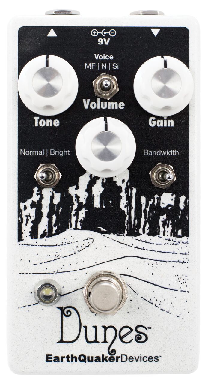 EarthQuaker Dunes V2 overdrive pedal — top panel