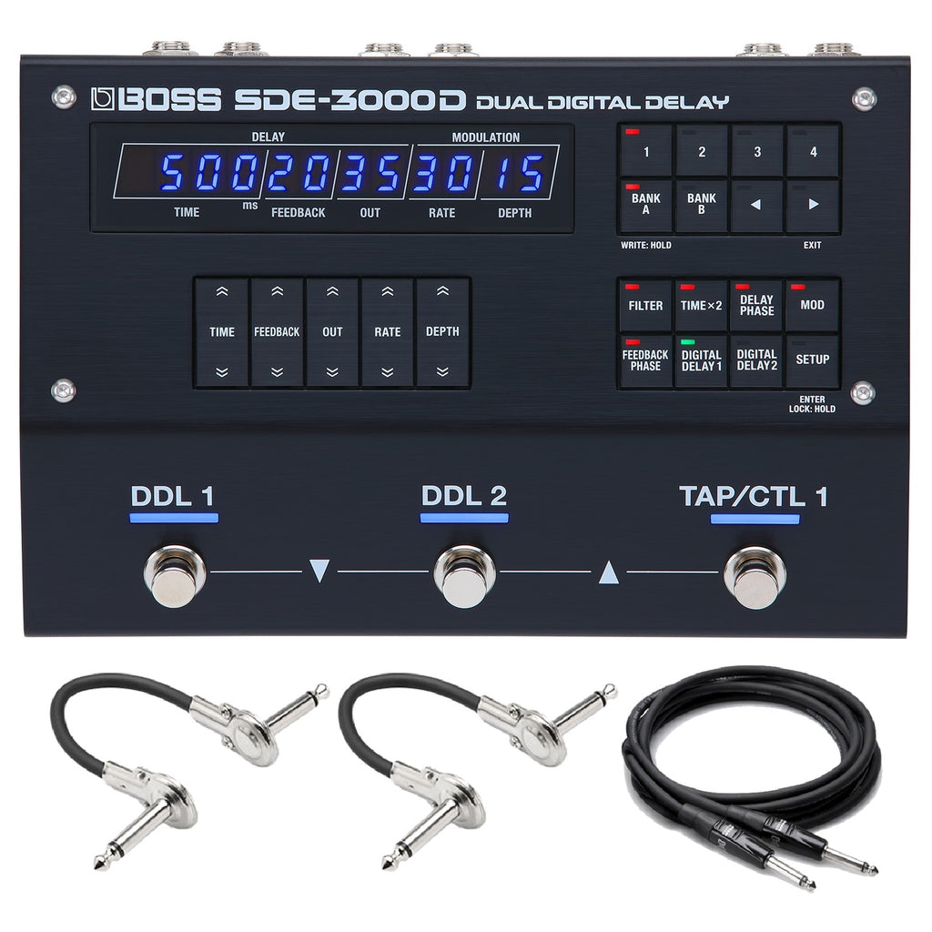 Boss SDE-3000D dual digital delay pedal — top panel detail