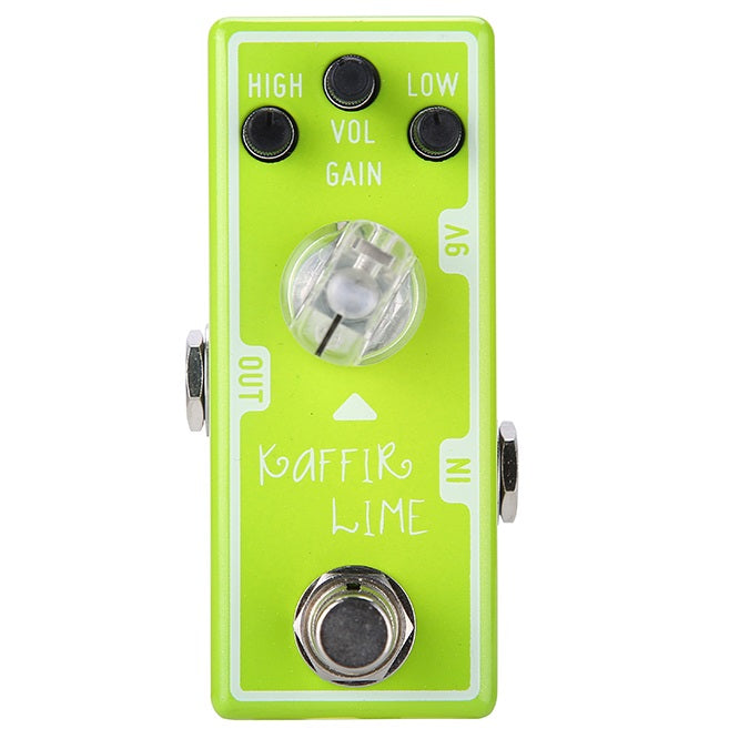 Tone City Kaffir Lime overdrive pedal — green mini pedal front