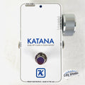 Keeley Katana Clean Boost pedal — white Throwback enclosure top view with volume knob