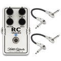 Xotic RC Booster Classic white clean boost pedal with two patch cables