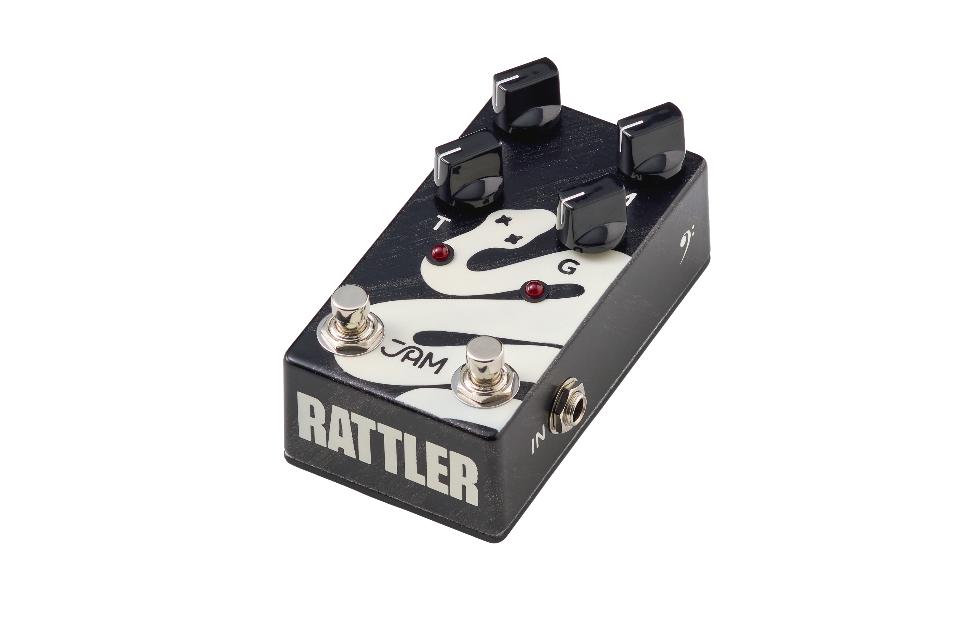 JAM Pedals Rattler Bass distortion pedal — footswitches detail