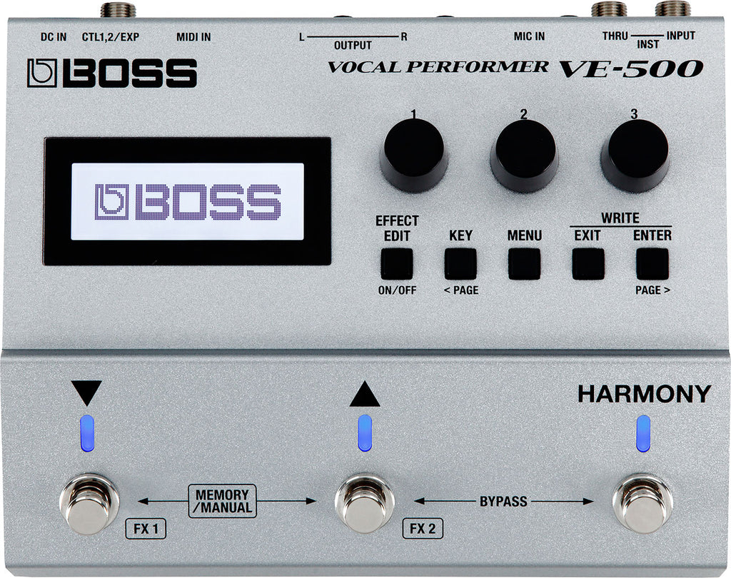Boss VE-500 Vocal Performer pedal angled view