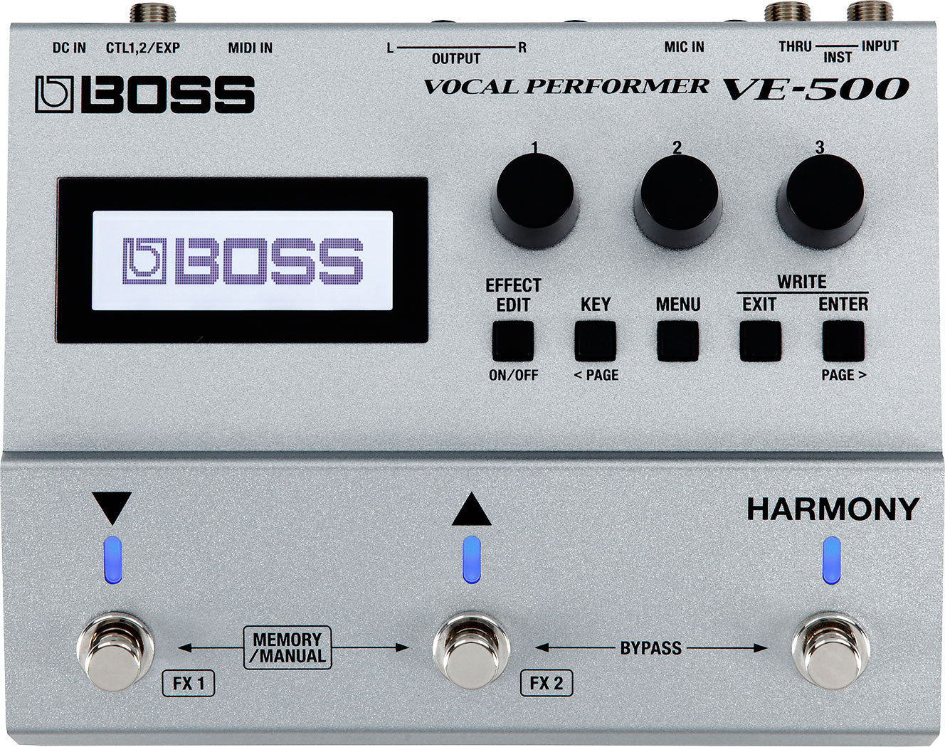 Boss VE-500 Vocal Performer pedal angled view