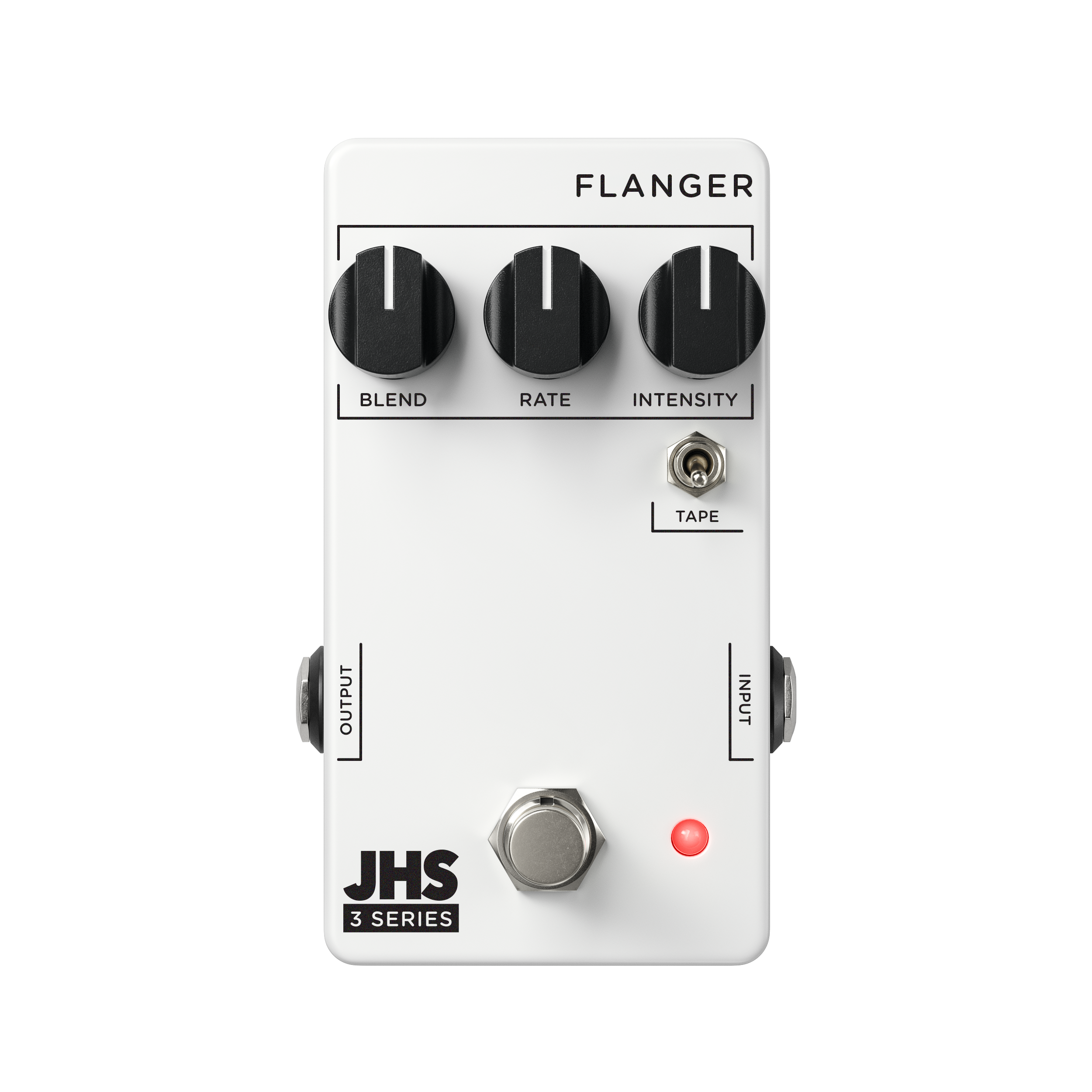 JHS 3 Series Flanger pedal — white enclosure, alternate angle