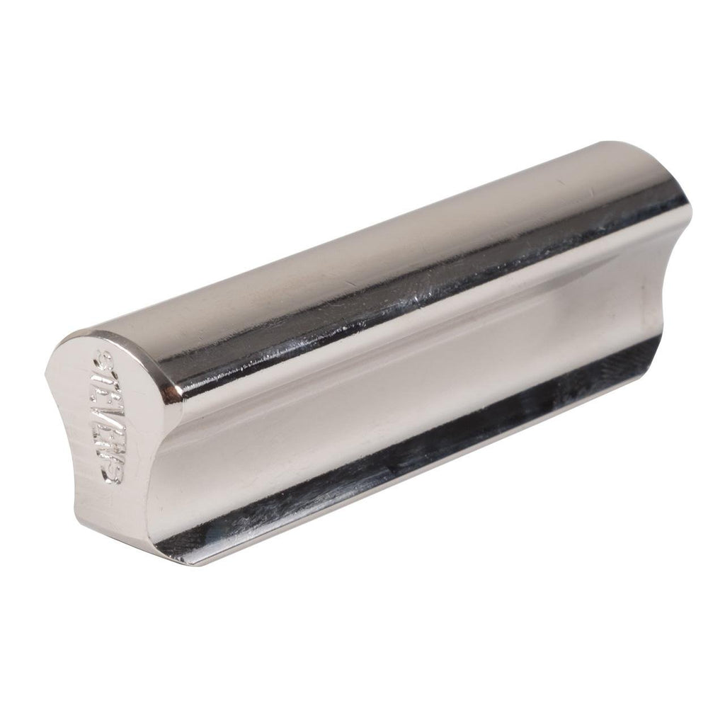Stevens steel guitar slide — polished chrome cylinder with engraved logo