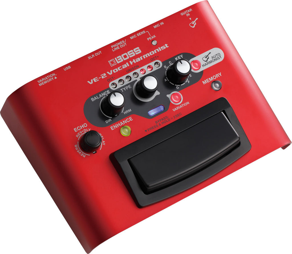 Boss VE-2 Vocal Harmonist pedal angled view