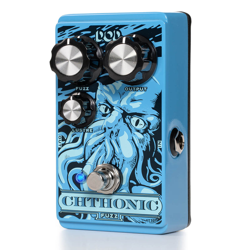 DOD Chthonic fuzz pedal — angle view